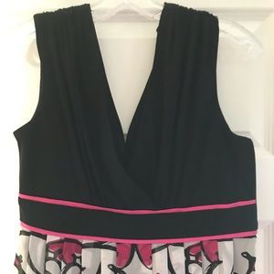 Dressbarn black, white, and pink surplice dress